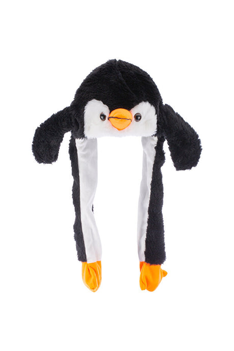 Plush Penguin Hat - Moving Ears Winter Beanie