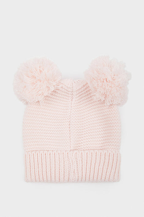 Baby Girl Pom-Pom Knitted Beanie - Soft Acrylic