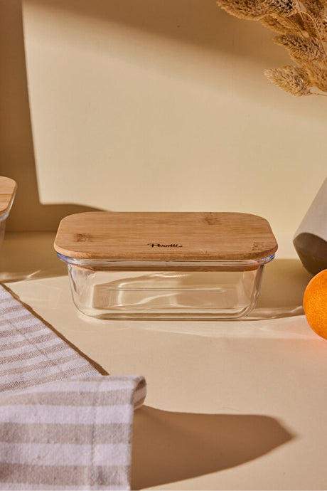 Locky Bamboo Glass Food Storage Container - 370ml