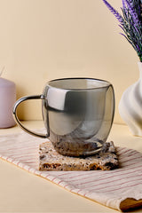 Smoked Double-Walled Glass Mug - 250ml Insulated Coffee Cup
