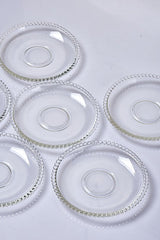 Girona 12cm Glass Tea Saucers - Set of 6 with Beaded Edge