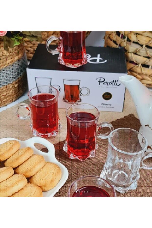 Perotti Gianna Premium Clear Glass Turkish Tea Cups - 6 Piece Set