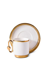 Gold Porcelain Coffee Cup & Saucer Set - 6 Person