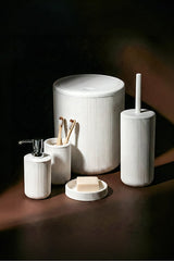 White 5-Piece Unbreakable PP Bathroom Set with 6.5L Bin