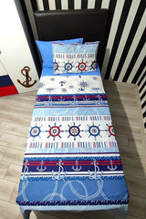 Single Nautical Duvet Cover Set - Blue Anchor, 3-Piece