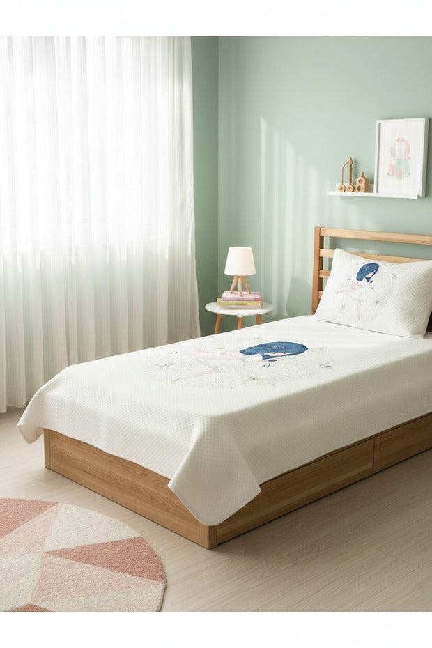 Girl Patterned Single Pique Set - 160x230 cm Cotton Blend