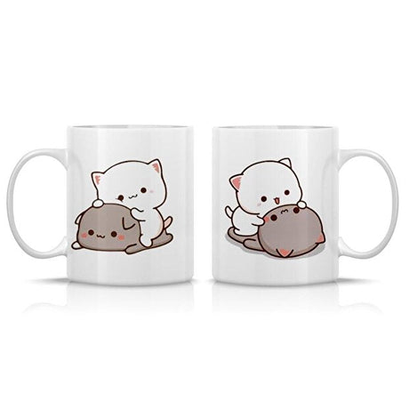 Mochi Cat Couple Love Mug Set - 2 Pieces