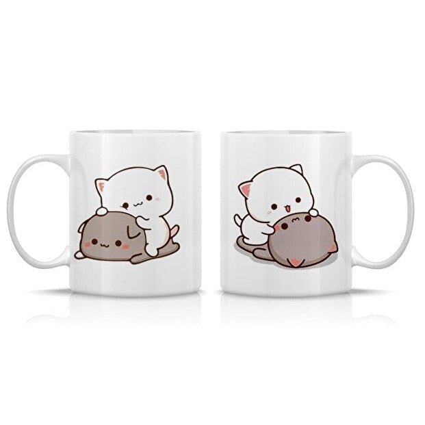 Mochi Cat Couple Love Mug Set - 2 Pieces