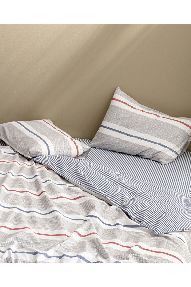 Burcet Double Ranforce 100% Cotton Duvet Cover Set - Gray