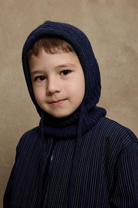 Cappuccio invernale con cordino - Blu navy 9y