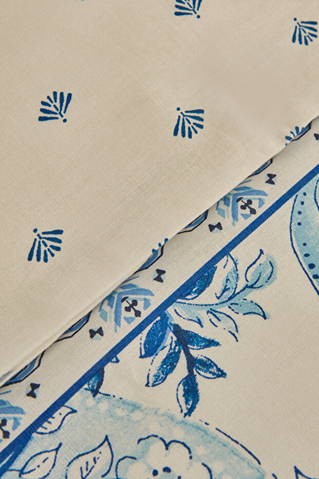 Asul Double Duvet Cover Set - Blue Floral, 100% Cotton