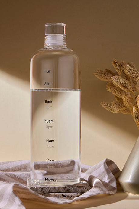 1000ml Borosilicate Glass Water Bottle - Time Marker Hydration