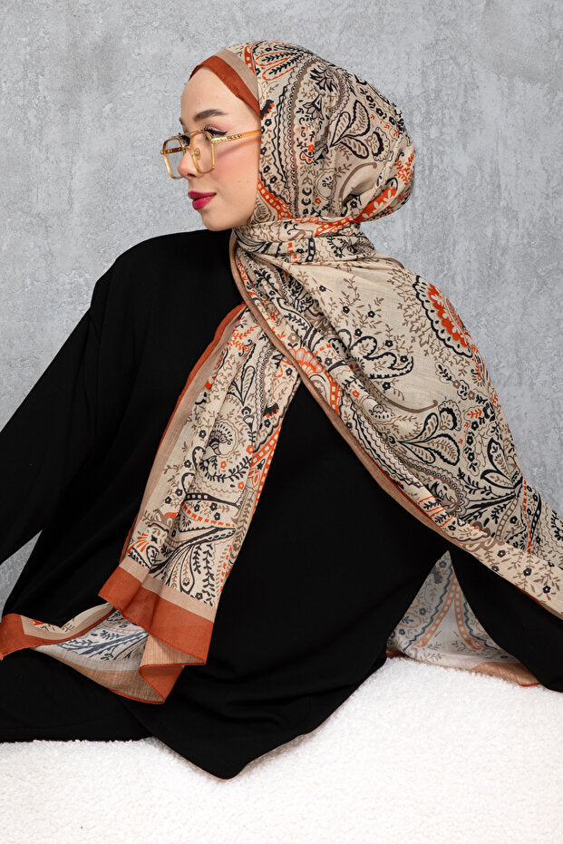 Retro Ethnic Pattern Cotton Shawl - Soft & Stylish