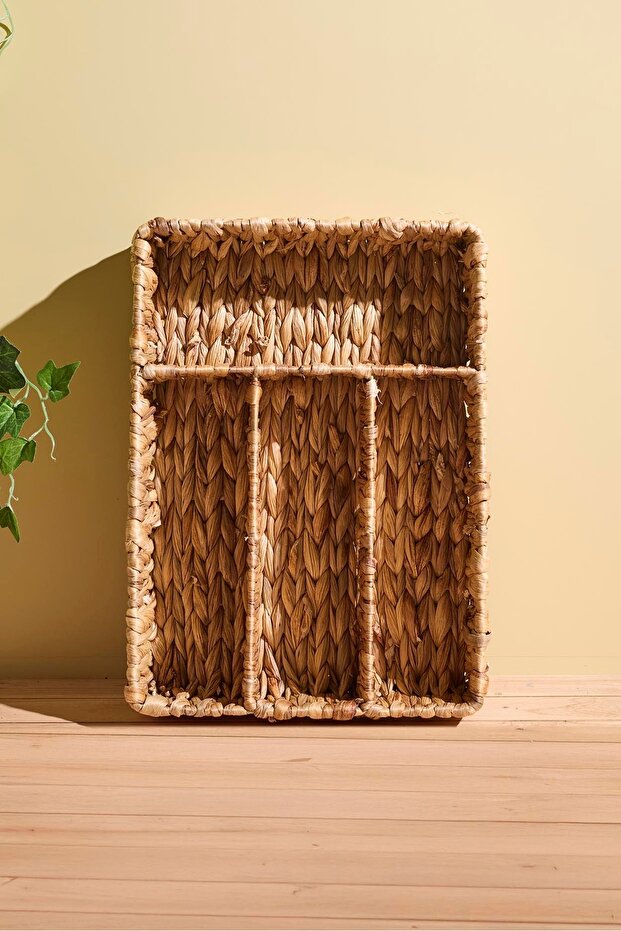 Wicker 4-Compartment Drawer Utensil Organizer