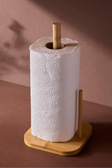 Bamboo Square Paper Towel Holder - 14.5 cm Ergonomic Design