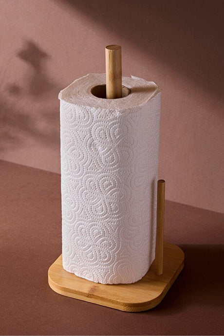 Bamboo Square Paper Towel Holder - 14.5 cm Ergonomic Design