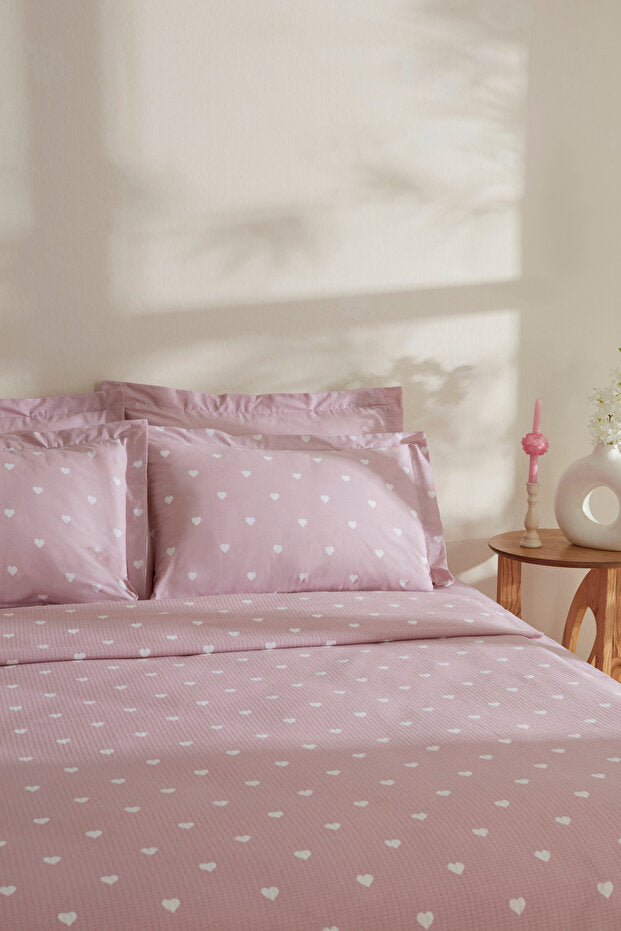 Amour 100% Cotton Double Pique Bedding Set - Pink