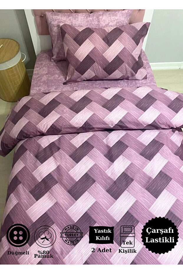 Single Zigzag Duvet Cover Set - 3 Piece with Fitted Sheet