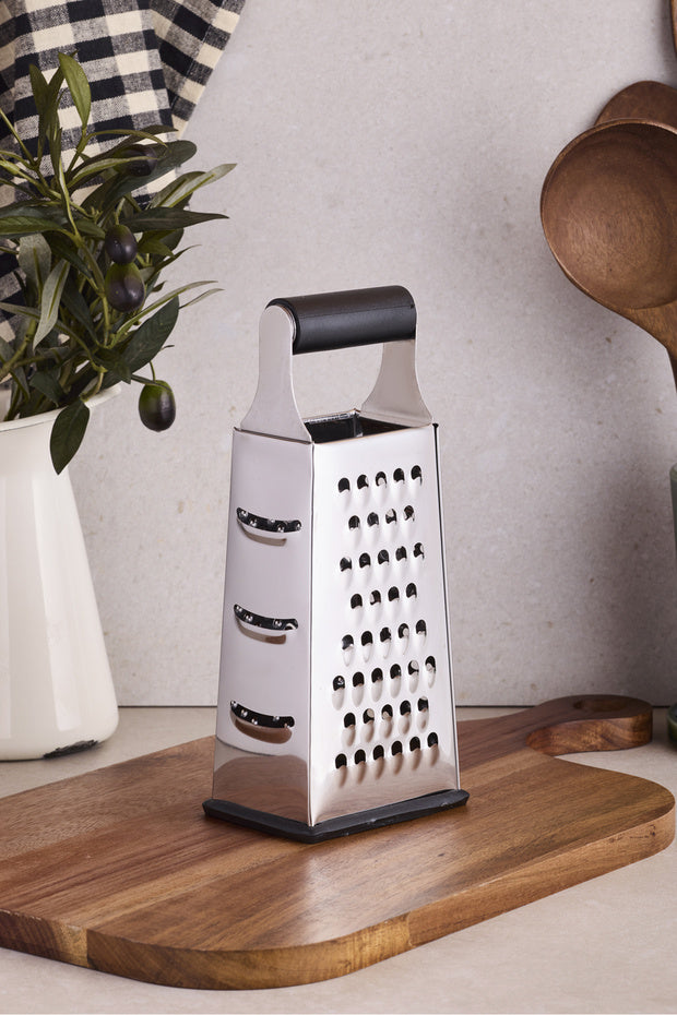 20 cm 4-Sided Stainless Steel Box Grater with Black Silicone Handle