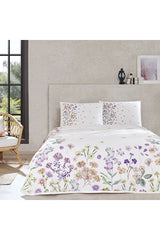 Gleam Double Printed Floral Pique Bedding Set - Lilac