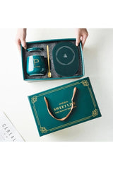 USB Heated Mug Set with Warmer & Spoon - 450ml Lucky Green