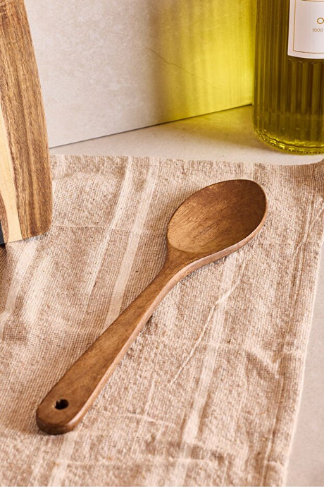 Acacia Wood Serving Spoon - Elegant & Safe for Non-Stick Pans