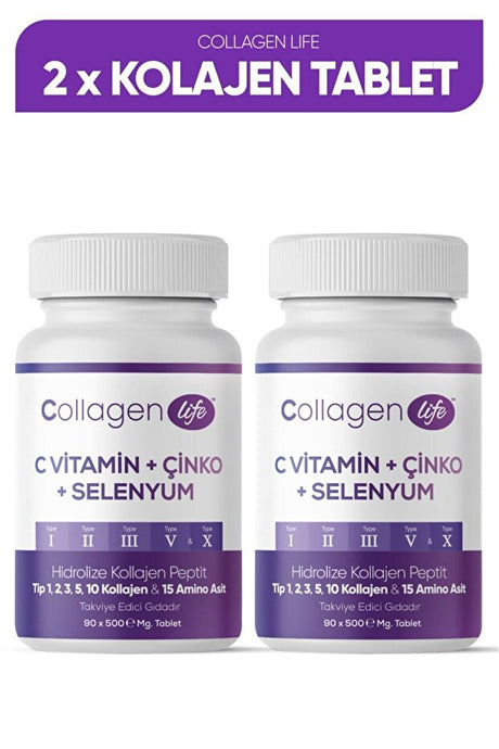 5-Type Collagen Tablets with C, Zinc, Selenium - 2-Pack