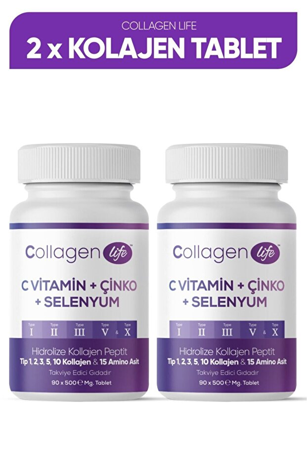 5-Type Collagen Tablets with C, Zinc, Selenium - 2-Pack