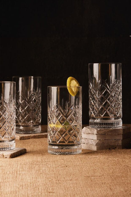Melony Long Elegant Highball Glasses - 450ml Capacity, Set of 4