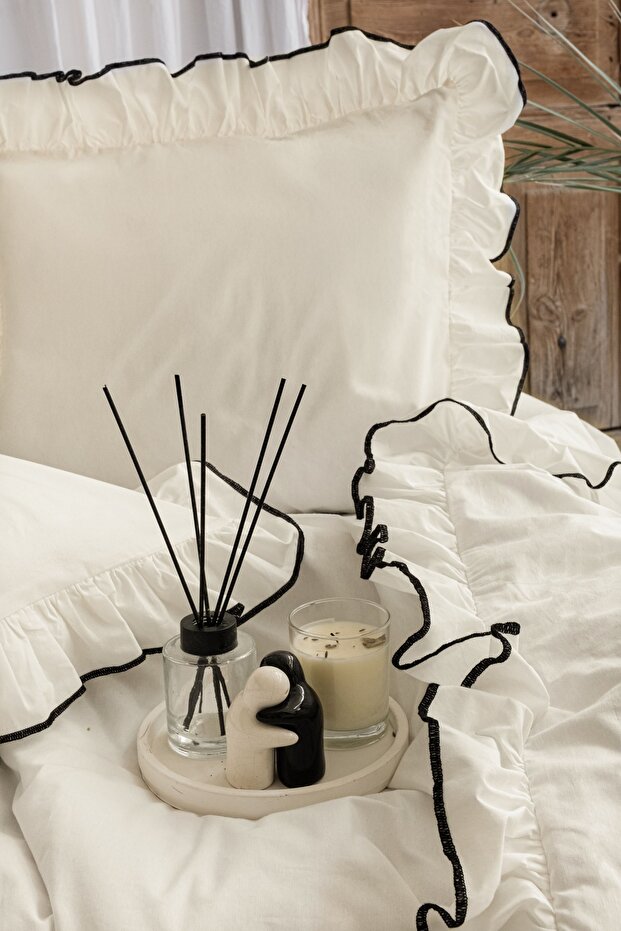 100% Cotton Ruffled Double Duvet Cover Set - 200x220cm