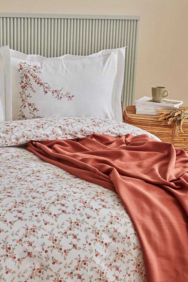 100% Cotton Double Duvet Cover Set with Pique Blanket