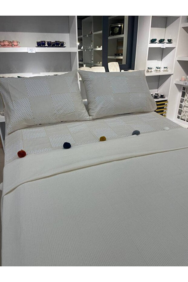 Double Cotton Pompom Pique Set - Cream Trousseau