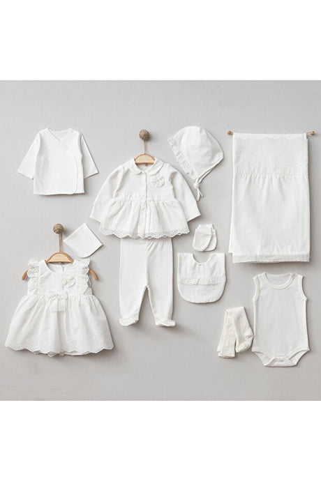 Newborn Baby Girl 10-Piece Pearl Embellished Hospital Exit Set