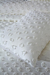 Konik Double Bed Quilt Set - 3 Piece Cotton Textured White