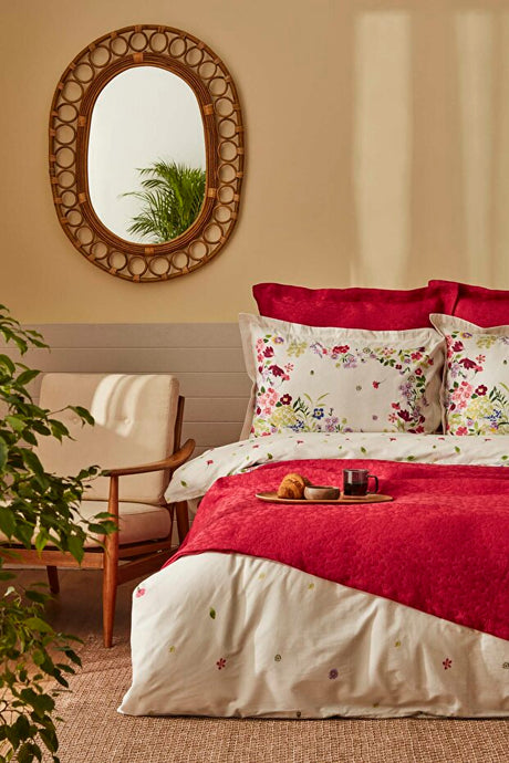 Lisette 100% Cotton Double Bedding Set - Fuchsia (5-Piece)