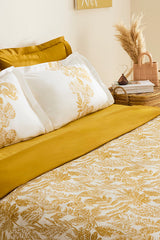 Orla 100% Cotton Double Duvet Cover Set - Yellow Pattern