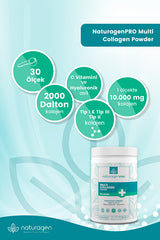 PRO Polvere di Collagene Multi - 330g x 2, Tipi I, II, III, Limone