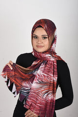 Ethnic Patterned Pleated Lycra Ready-to-Wear Scarf
