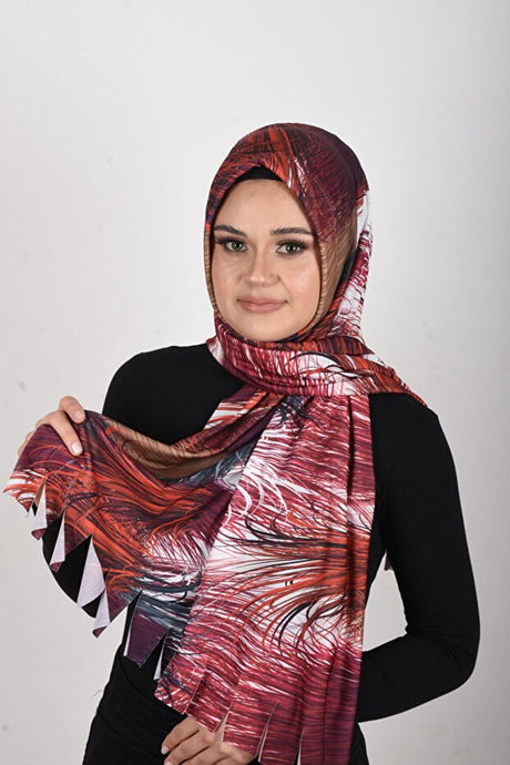 Ethnic Patterned Pleated Lycra Ready-to-Wear Scarf