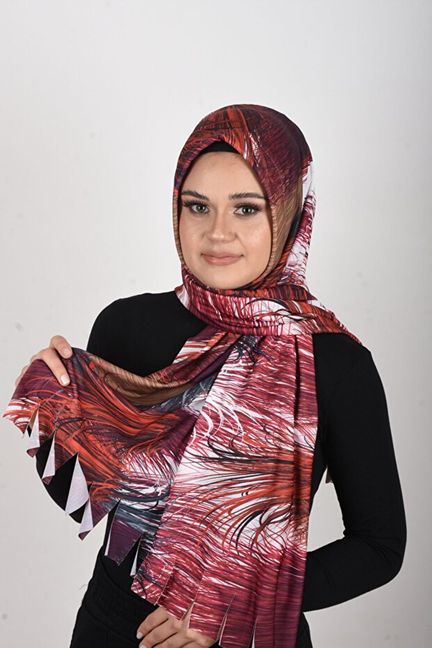 Ethnic Patterned Pleated Lycra Ready-to-Wear Scarf