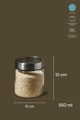 550ml Borosilicate Glass Storage Jar with Stainless Steel Lid