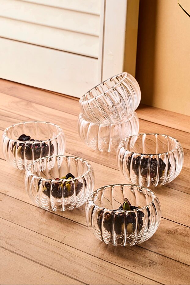 Bowy Line Glass Serving Bowls - Set of 6 (6x2.5 cm)