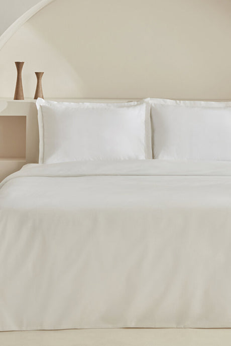 100% Cotton Double Duvet Cover Set - White & Soft
