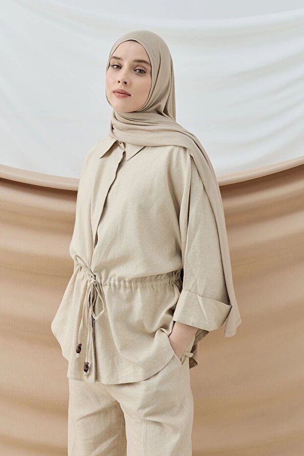 Aminenesil Beige Jersey Shawl - Soft & Versatile