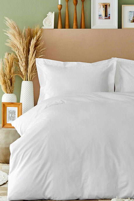 Back to Basic 100% Cotton King Size Duvet Cover Set - White