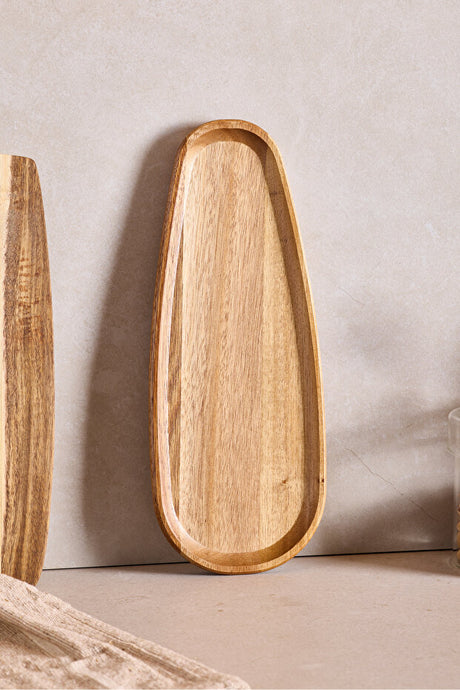 Acacia Wood Drop Snack Tray - 30x12 cm Elegant Serving Dish