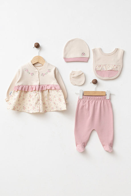 Newborn Baby Floral Embroidered Hospital Exit Set - 0-3 Months