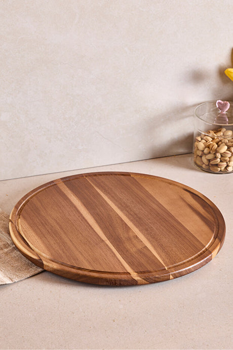 36 cm Acacia Wood Round Serving Board for Pizza & Cake