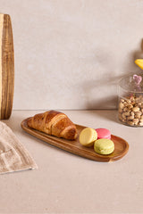 Acacia Wood Drop Snack Tray - 30x12 cm Elegant Serving Dish