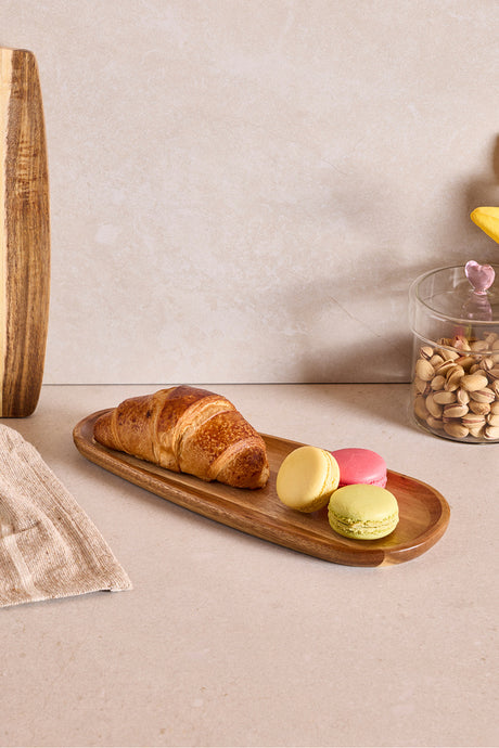 Acacia Wood Drop Snack Tray - 30x12 cm Elegant Serving Dish